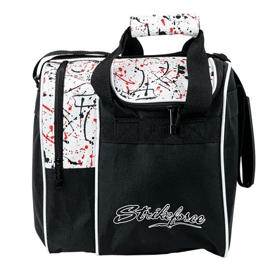 Picture of KR Rook 1 Ball Single Tote White Red Splash Black Bowling Bag